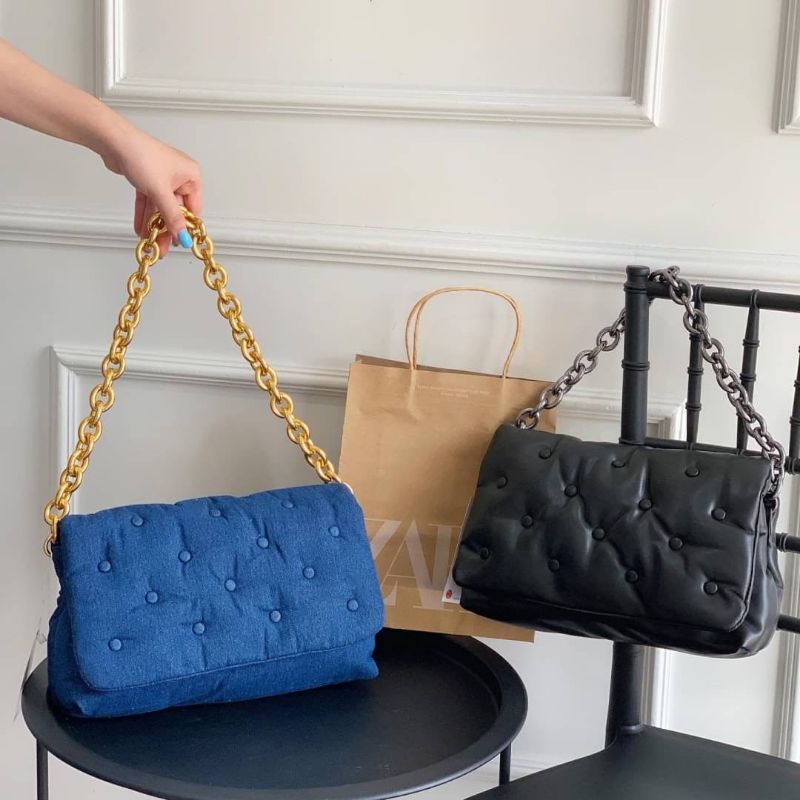 Jual Zara Dot Shoulder Bag Tas Bahu Tas Denim Zz290 Shopee