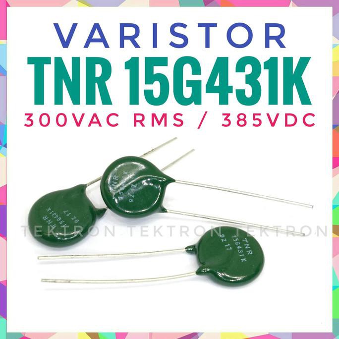 Jual Varistor TNR 15G431K, metal oxide, 300Vac rms / 385Vdc proteksi