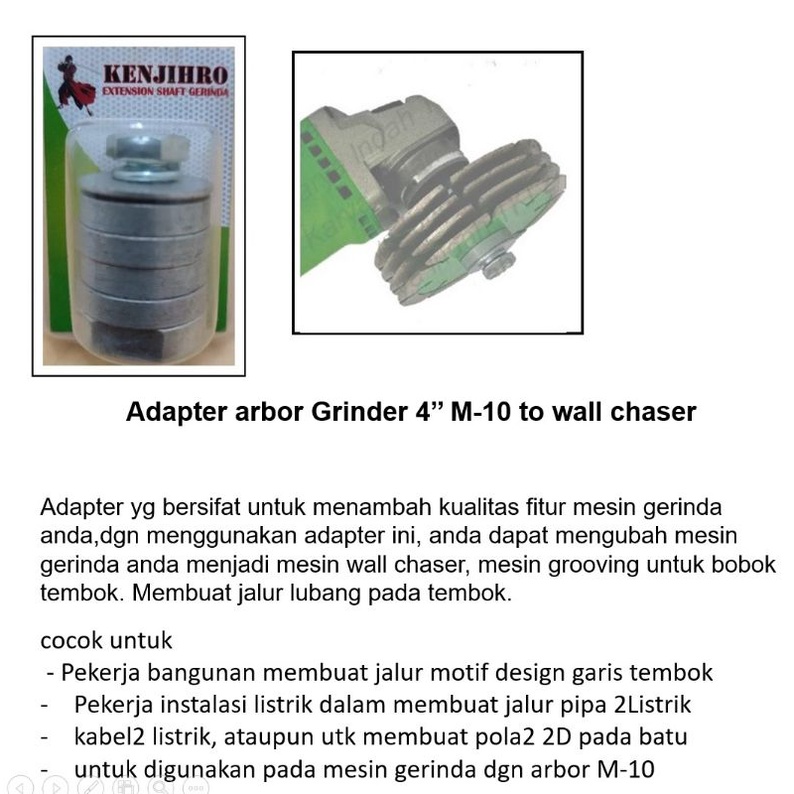 Jual Baut Adapter Extension Shaft Gerinda M 10 Wallcraiser Kenjihro 100