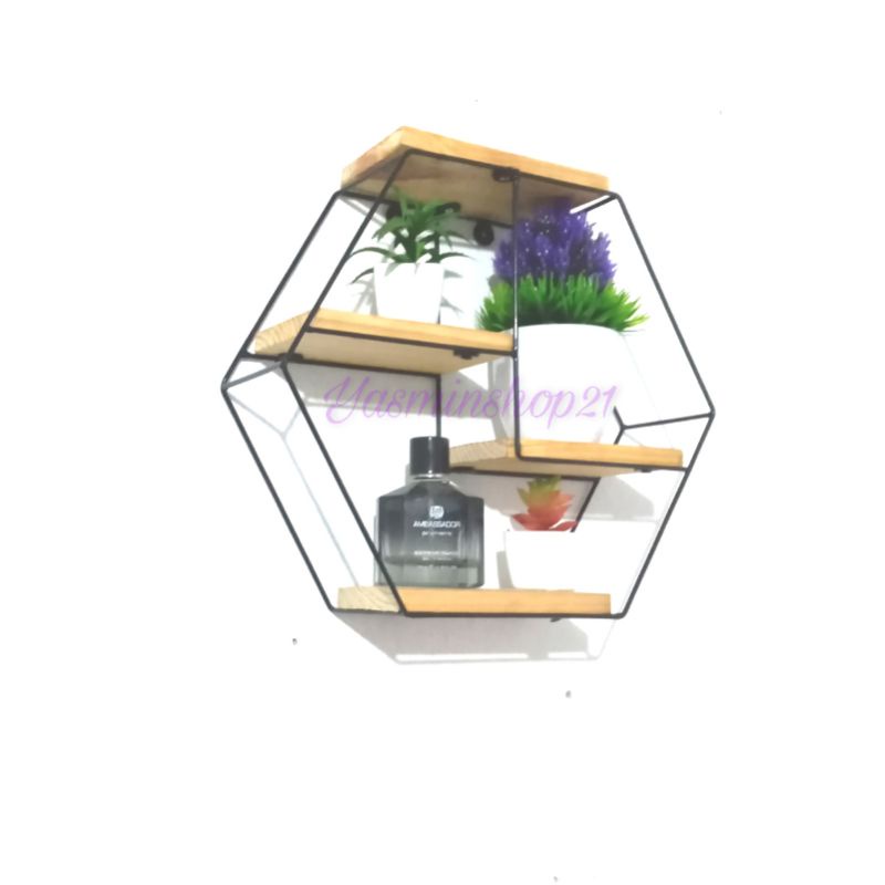 Jual rak hexagonal besi dekorasi dinding hexagonal shelfs serbaguna ...