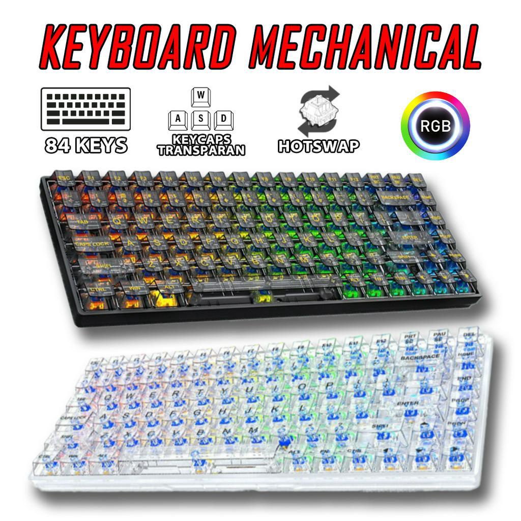 Jual Leaven K840 Keyboard Mechanical Crystal Transparan Keycaps