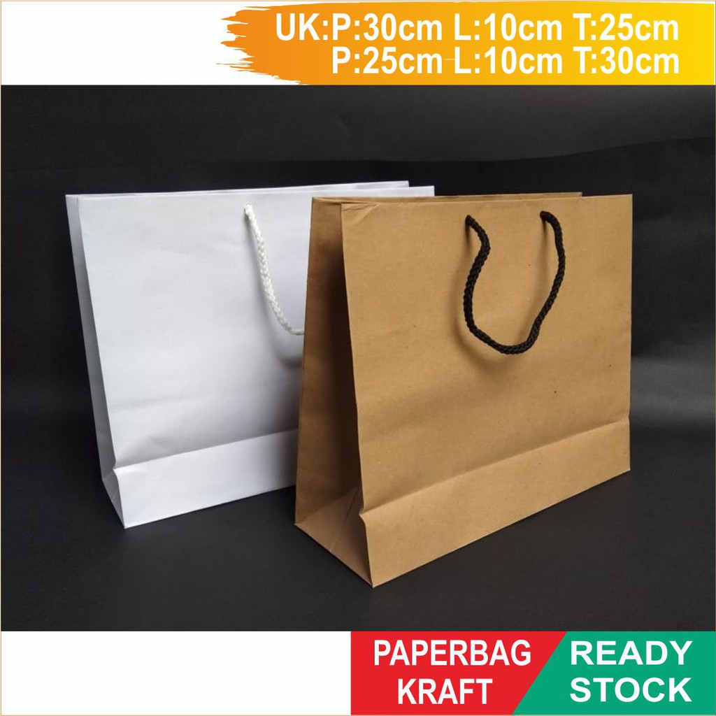 Jual Paperbag Kraft Putih Dan Kraft Coklat Polos Ukuran Besar Ready ...