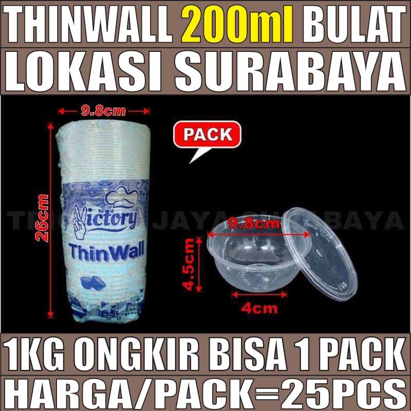 Jual Thinwall Bulat 200ml Pack Isi 25pcs Cup Puding Mangkok Plastik 200 Ml Tutup Murah Surabaya 3475