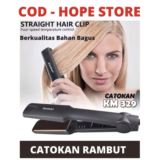 Catok Rambut Kemei KM 329 Catokan Rambut Salon Alat Pelurus Rambut Temperatur Suhu | AutoStock