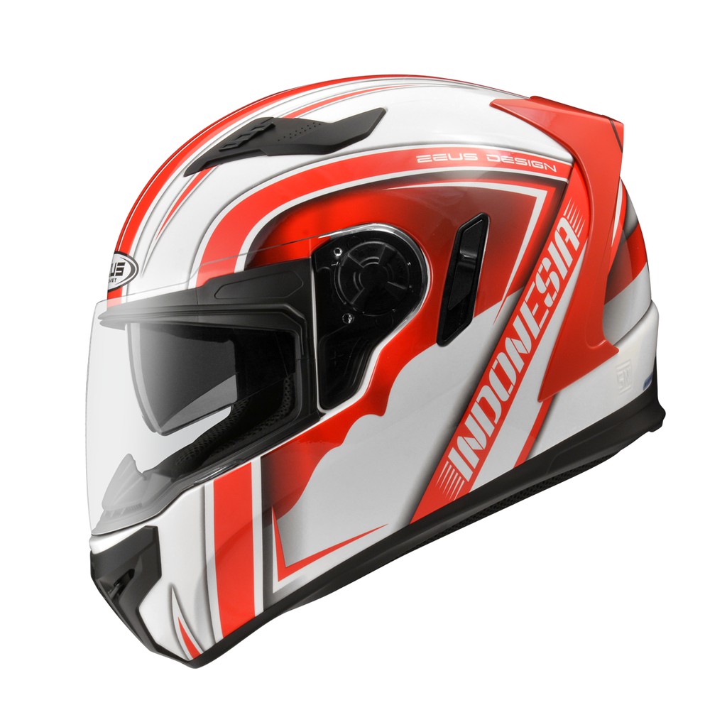 Jual Zeus Zs Whi An Red Glossy Full Face Double Visor Shopee Indonesia