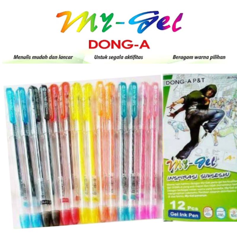 Jual Pena Pulpen My Gel DONG-A (Original) Hitam dan Warna | Shopee