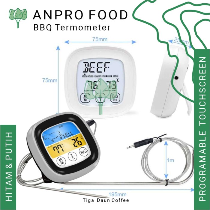 Jual Termometer Masak Daging BBQ Touchscreen Digital Cooking ...