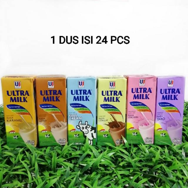 Jual 1 Dus Isi 24 Pcs Susu Uht Ultra Milk 200 Ml Rasa Full Cream Coklat