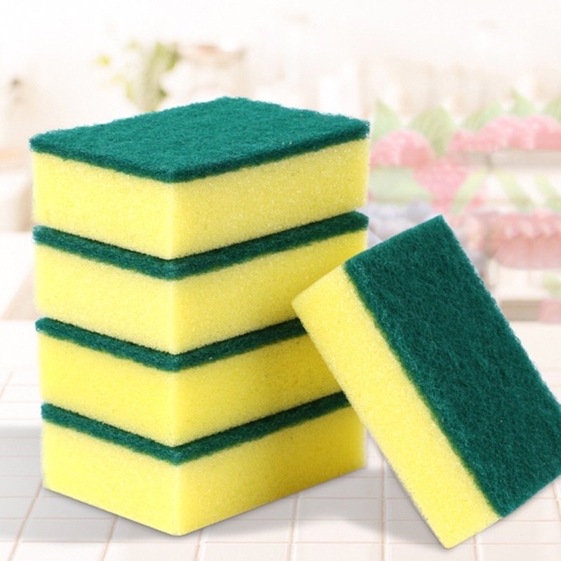 Jual 1Pc Spon Busa Cuci Piring Sponge Hijau kuning Eceran | Shopee ...