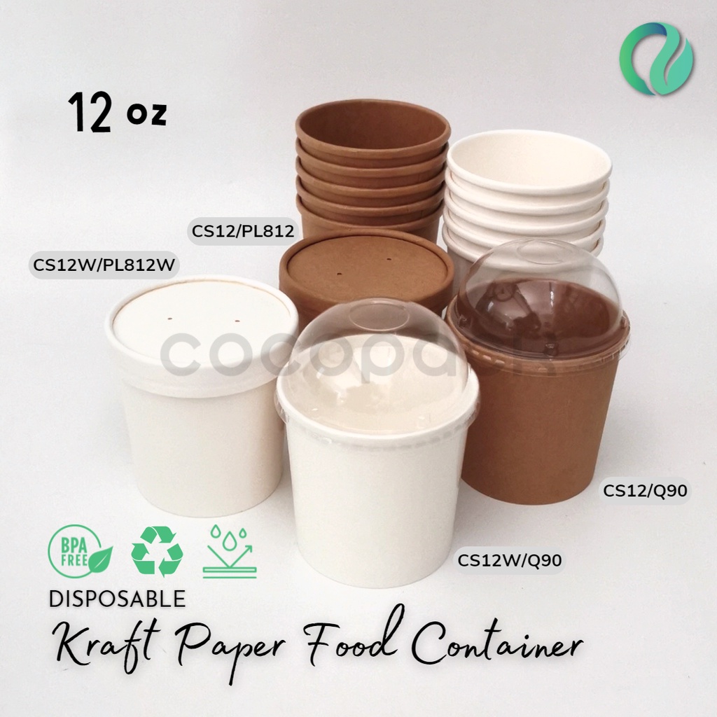 Jual Kemasan Paper Bowl Sup - Brown Kraft Paper Ice Cream Cup 12oz with ...