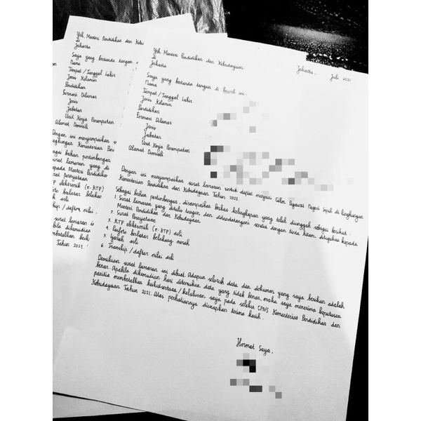 Jual Jasa Tulis Surat Lamaran Pekerjaan / CPNS / dll (Tegak Bersambung