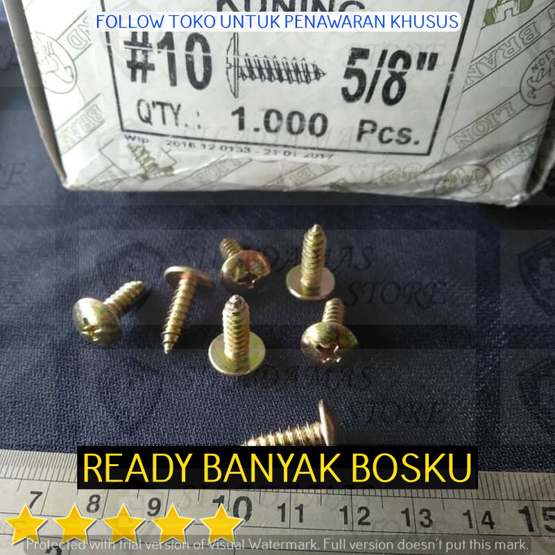 Jual 16 pcs #10x5/8'' Sekrup T TS TAB TSAB TSAT Kuning | Shopee Indonesia