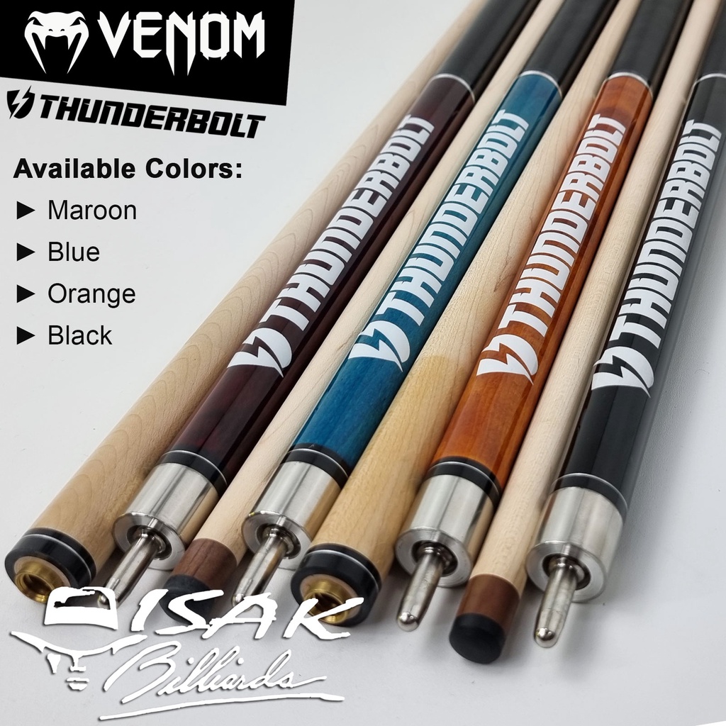 Jual Venom Thunderbolt Jump Break Cue | Black 13.5mm Stick Loncat