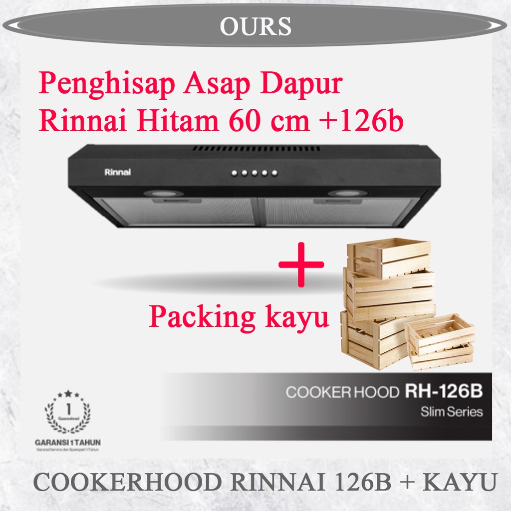 Jual Cooker Hood RINNAI RH 126 B Penghisap Asap Dapur Hitam 60cm 126b ...