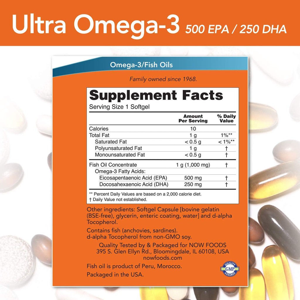 Jual NOW Foods Ultra Omega-3 500 EPA/250 DHA 90softgels Omega 3 Fish ...