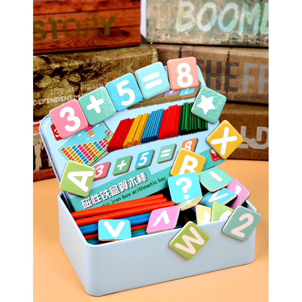 Jual Mainan Edukasi Matematika Magnet Math ABC Clock Tin Box Magnetic ...