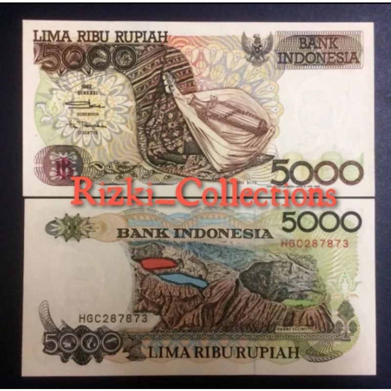 Jual uang kuno 5000 rupiah sasando. lima ribu Sasando tahun 1992 ...
