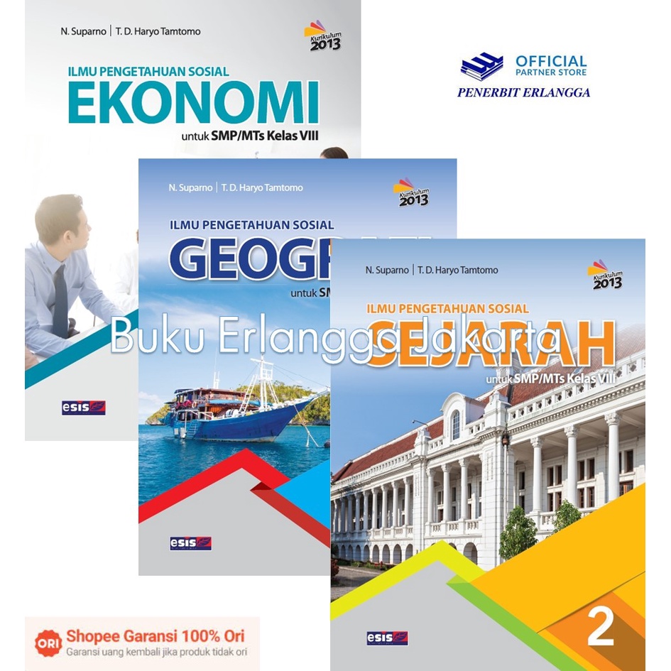 Jual Buku Erlangga IPS Ekonomi,IPS Geografi & IPS Sejarah SMP Kelas ...