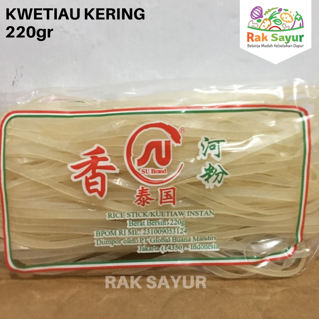 Jual Kwetiau Kering 220gr Mie Tiau SU Brand Halal Rak Sayur Padang ...