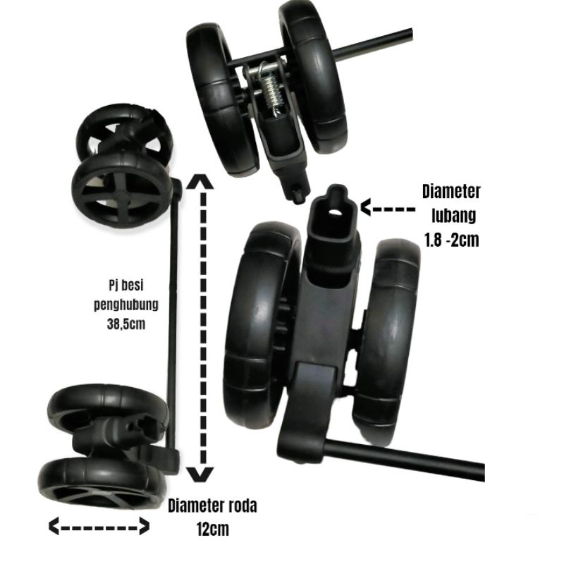 Jual (Cuci Gudang ) Roda Stroller Besar Model Roda Double Diameter 12cm ...