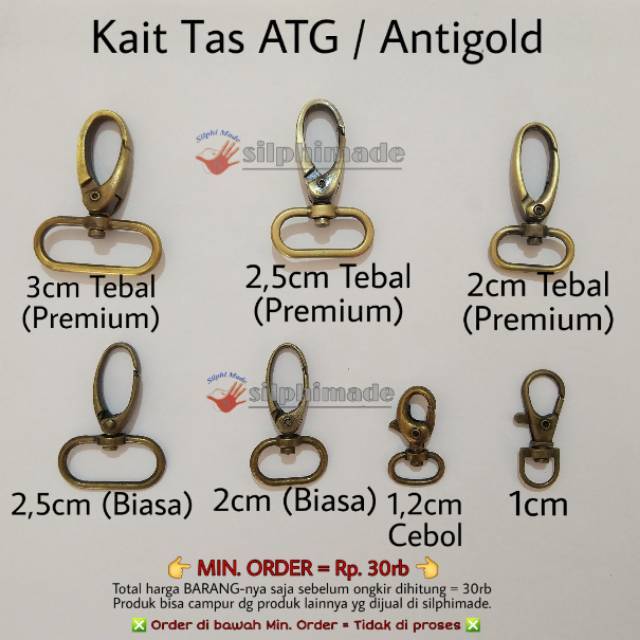 Jual Satuan Kait Tas Atg Antigold Pengait Tas Bahan Tas