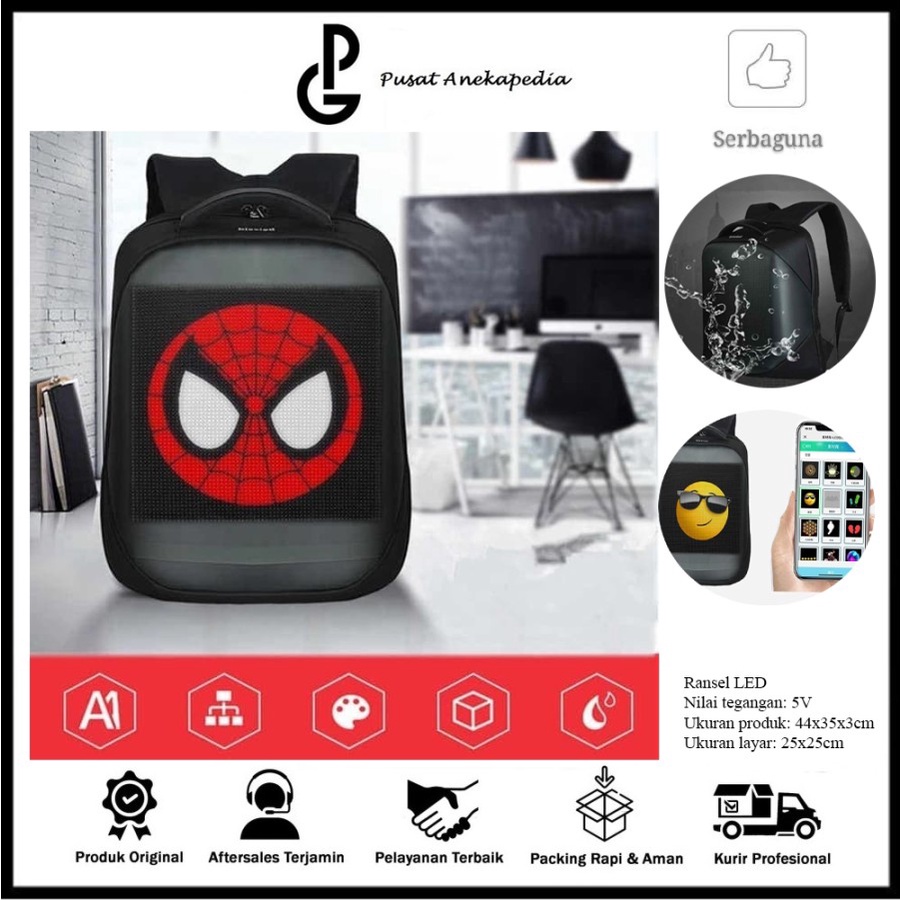 Jual Smart LED Wifi Advertising Backpack Wireless - Tas LED Control ...