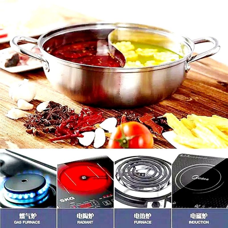 Jual Panci Stainless Hot Pot Sekat Suki Shabu Steambot Mangkok