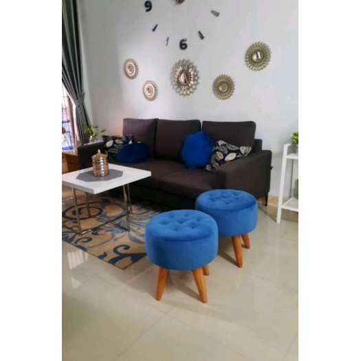Jual Bench Puff Kursi bulat Sofa Stool Bulat Kotak Kancing bungkus ...