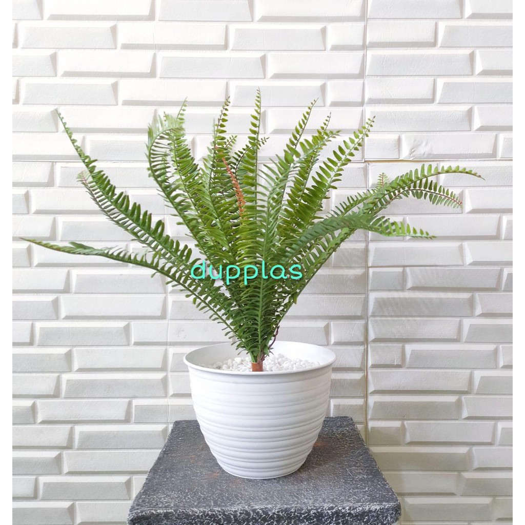 Jual Pohon Artificial Daun Pakis Bulu Latex Pot Tawon Hiasan Meja Kerja ...