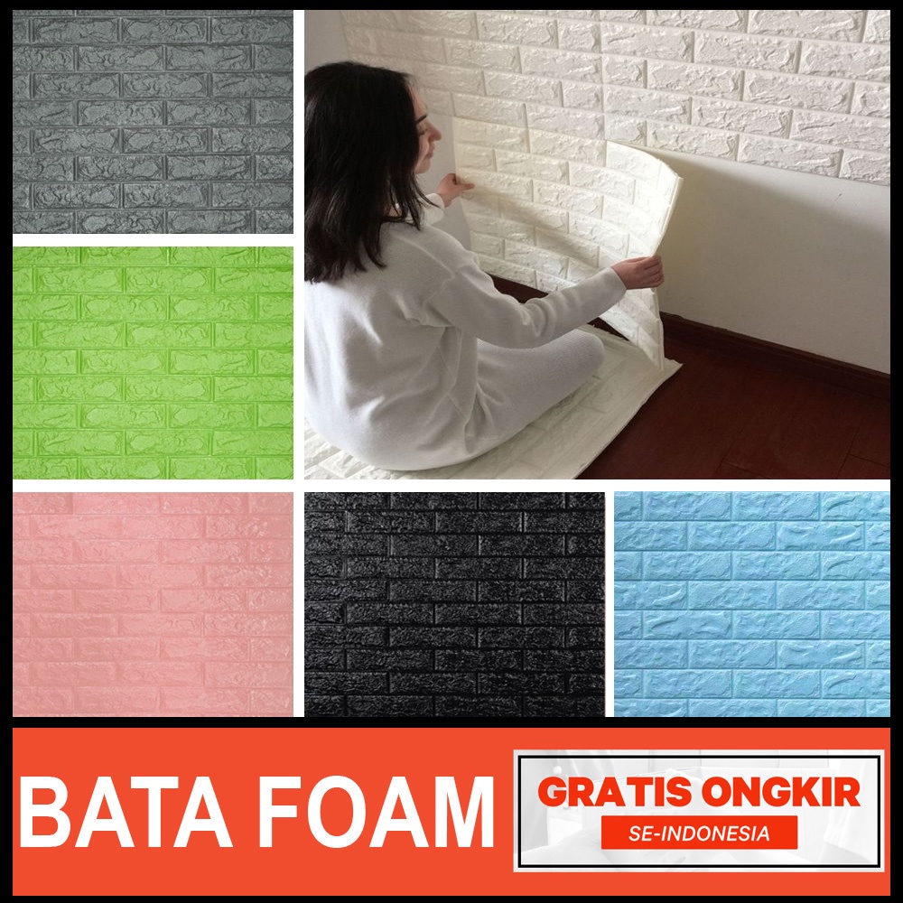 Jual Wallpaper Dinding Foam 3D Motif Batu Bata / Walpaper Stiker ...