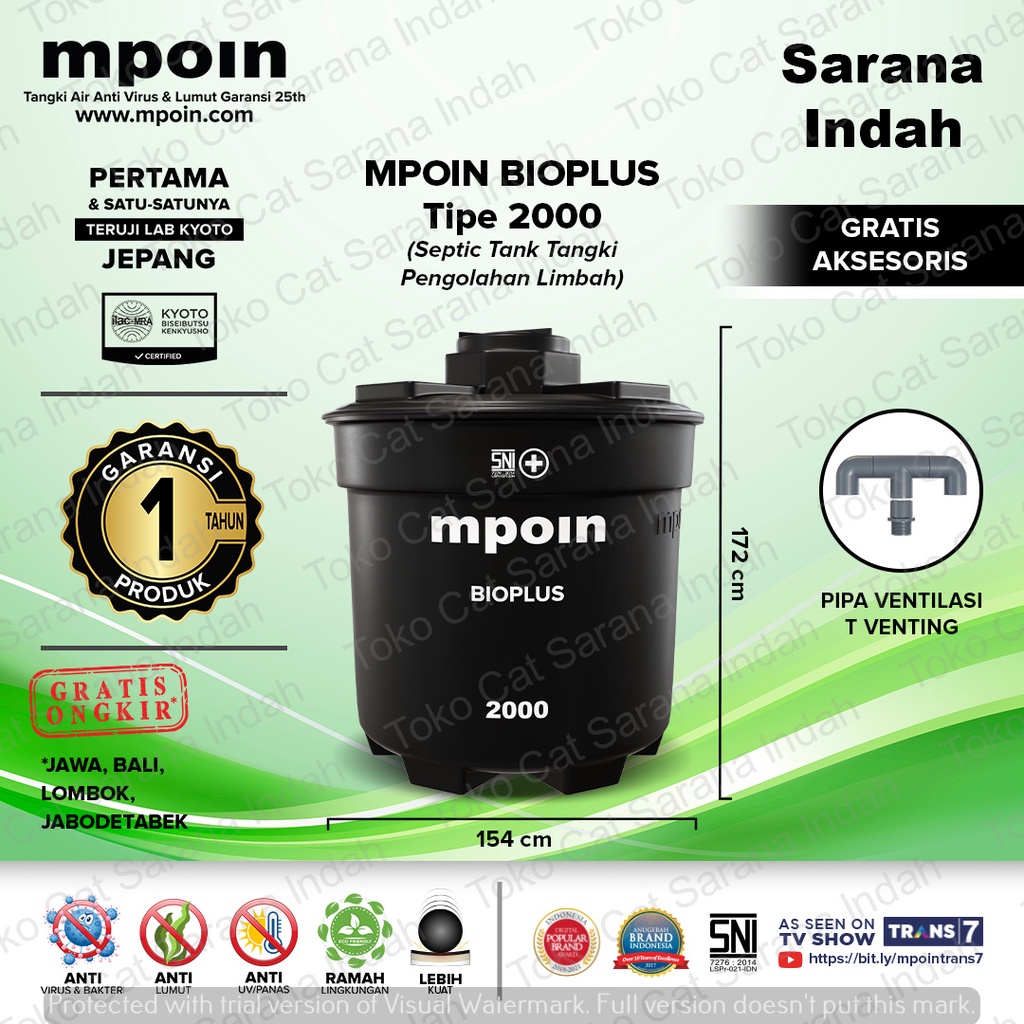 Jual BIO SEPTIC TANK MPOIN B2000 1200L BIOPLUS SEPTIK TANK 1200 Liter ...