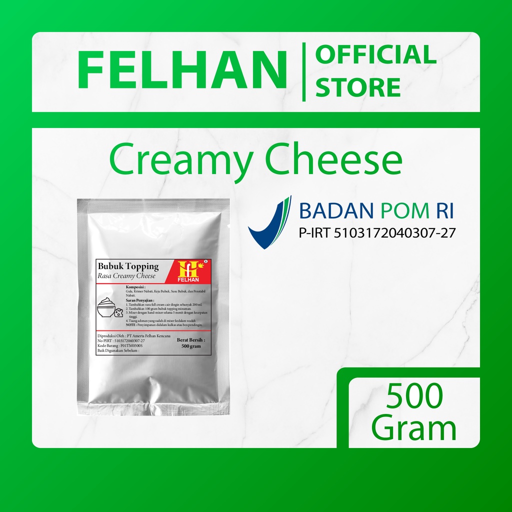 Jual Felhan Bubuk Topping Minuman Creamy Cheese Cream 500 Gram Shopee Indonesia 0197