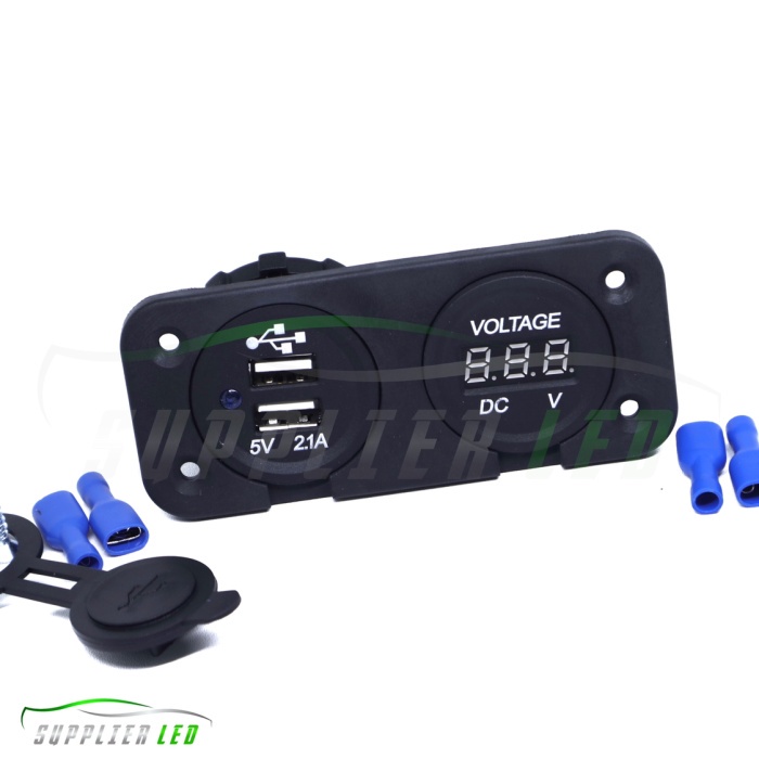 Jual Voltmeter Motor Layar Digital LED dan Charger 2 socket USB ...