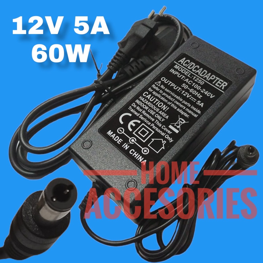 Jual Adaptor 12V 5A 60W EU Plug untuk LED Strip / Adaptor CCTV CAMERA ...