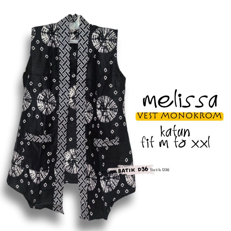 Jual Vest Katun Monokrom Melissa Baju luaran murah tanpa lengan motif ...
