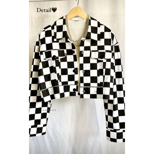 Jual Checkered Crop Jacket | Shopee Indonesia