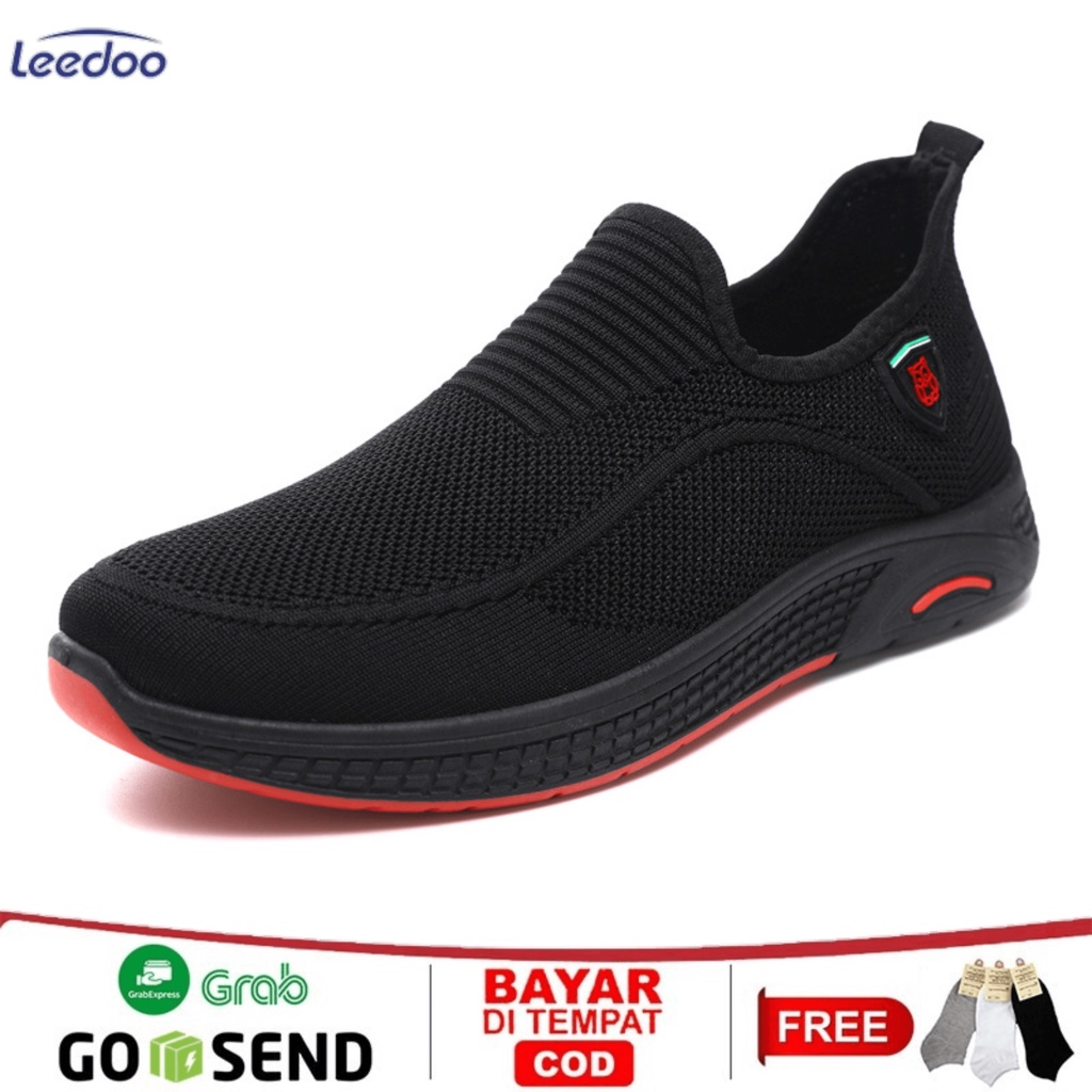 SEPATU SNEAKER SLIP ON PRIA EMBOS NEW BLACK - sepatu branded