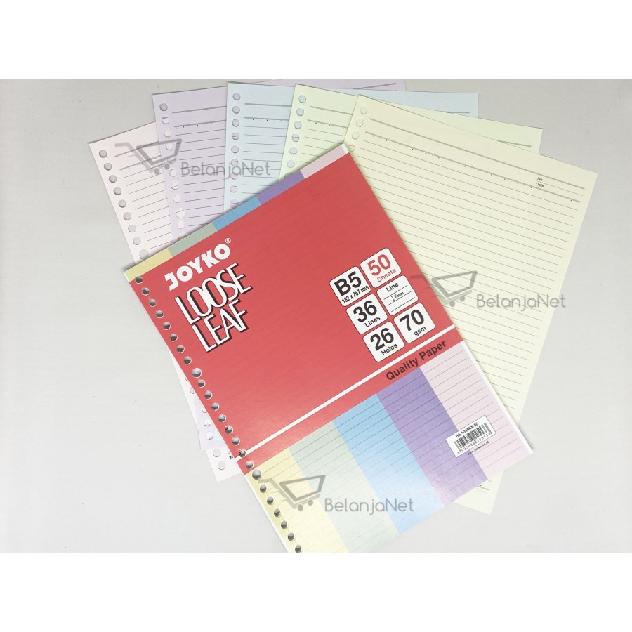 Jual Kertas File Warna | Binder Loose Leaf Color Joyko B5-104Mix 50 ...