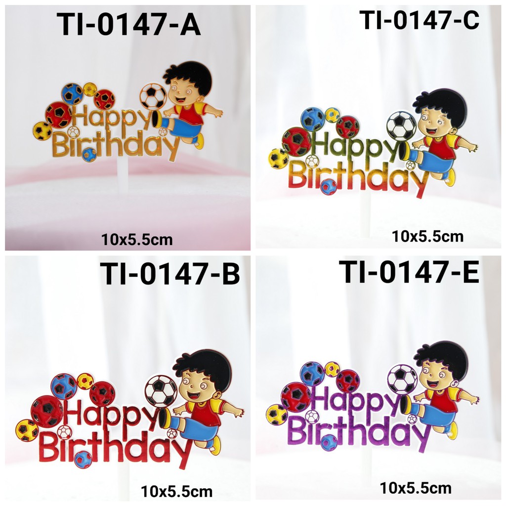 Jual Gr Ti Cake Topper Hiasan Kue Tulisan Happy Birthday Sepakbola Yamama Baking Shopee