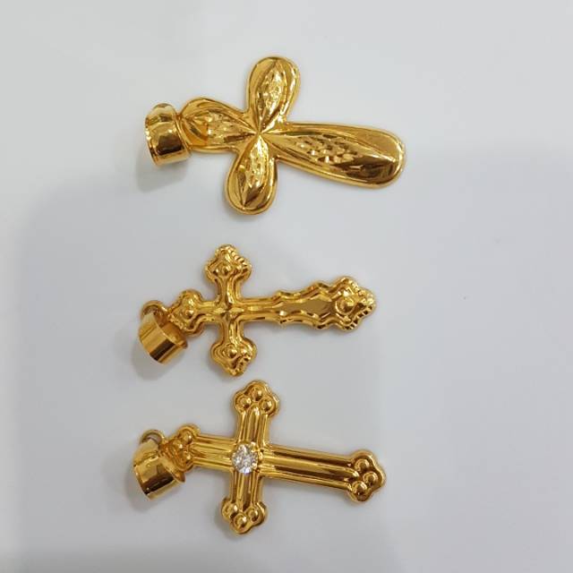 Jual liontin salib mesin simple elegant mewah emas asli 16K 20K ...