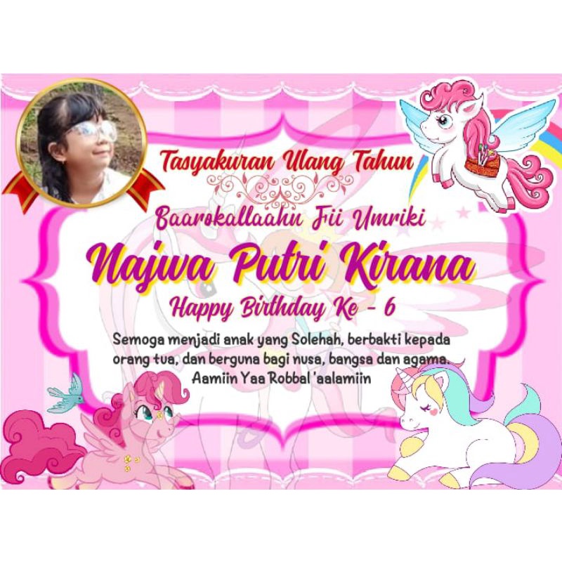 Jual STIKER LABEL TASYAKURAN ULANG TAHUN KARAKTER KUDA PONI | Shopee