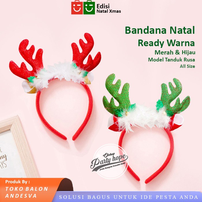 Jual Bando Natal Tanduk Rusa Ornamen BULU / Bando natal Christmas ...