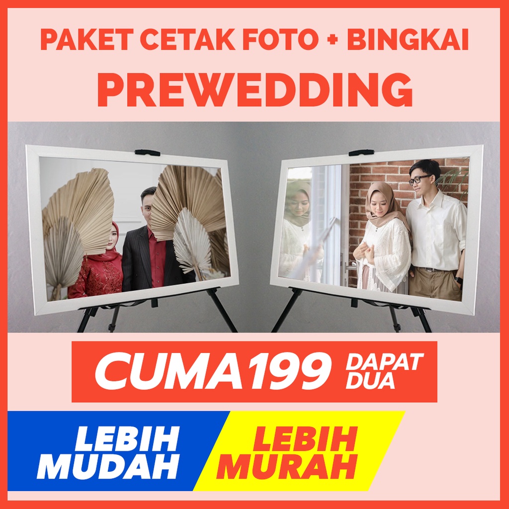 Jual DAPAT 2 - Paket Dekorai Cetak Foto Prewedding, Wediing Sign