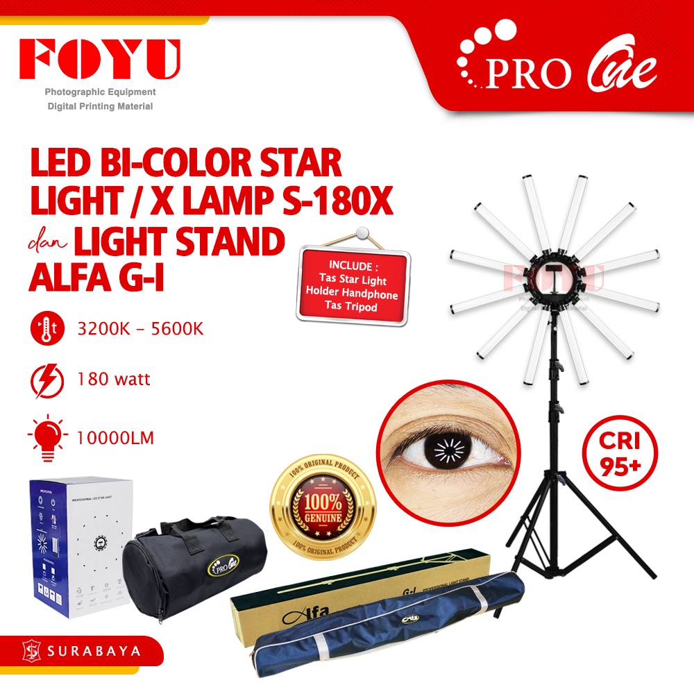 Jual LED Bi-Color Star Light X Lamp Ring Light Pro One S-180X dan Stand ...
