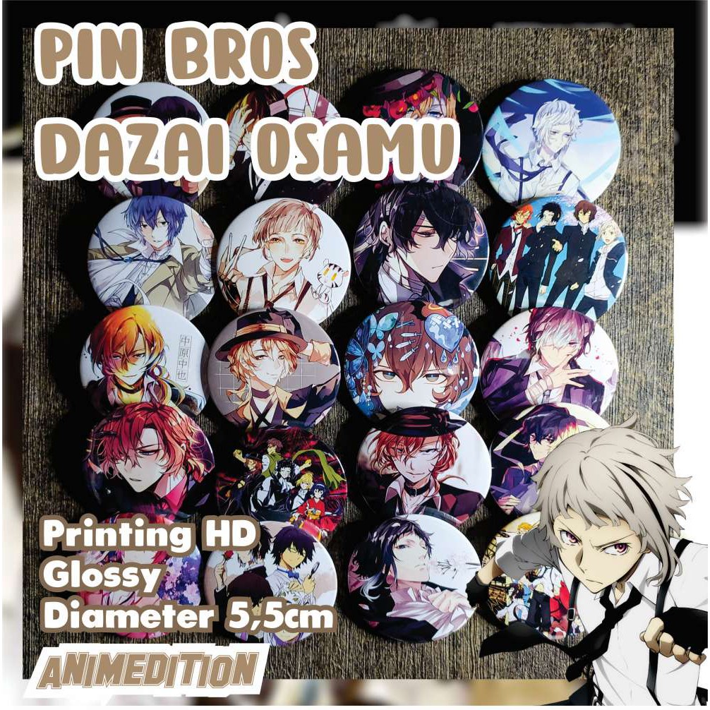 Jual Pin Button Anime Bungo Stray Dogs BSD Dazai Osamu Chuuya Nakahara ...