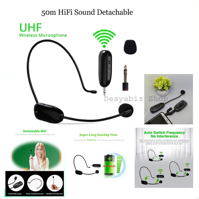 Microphone Wireless UHF untuk Handphone Action Cam dan Laptop