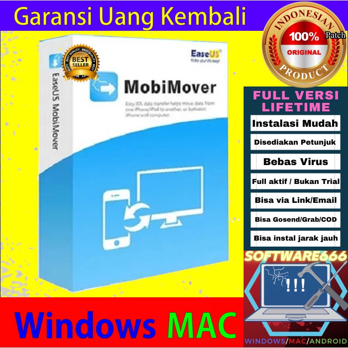 Jual Software Transfer Data IPhone PC: EaseUS MobiMover Technician 5 ...