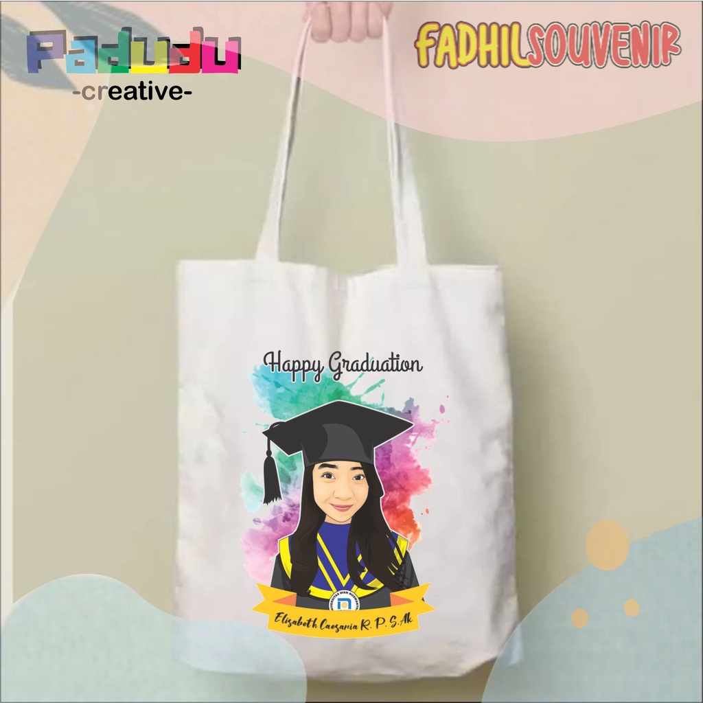 Jual happy graduation face vector Totebag Vintage Aesthetic Tas Wanita ...