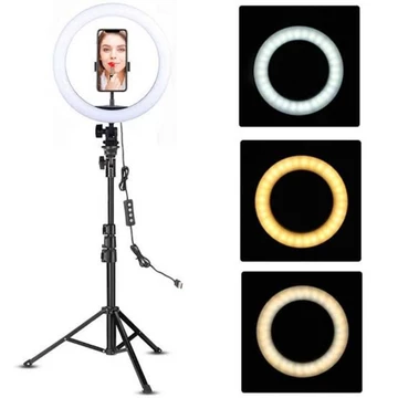 PAKET TRIPOD Ringlight LED 3 Warna Ukuran 26cm Bonus Holder U