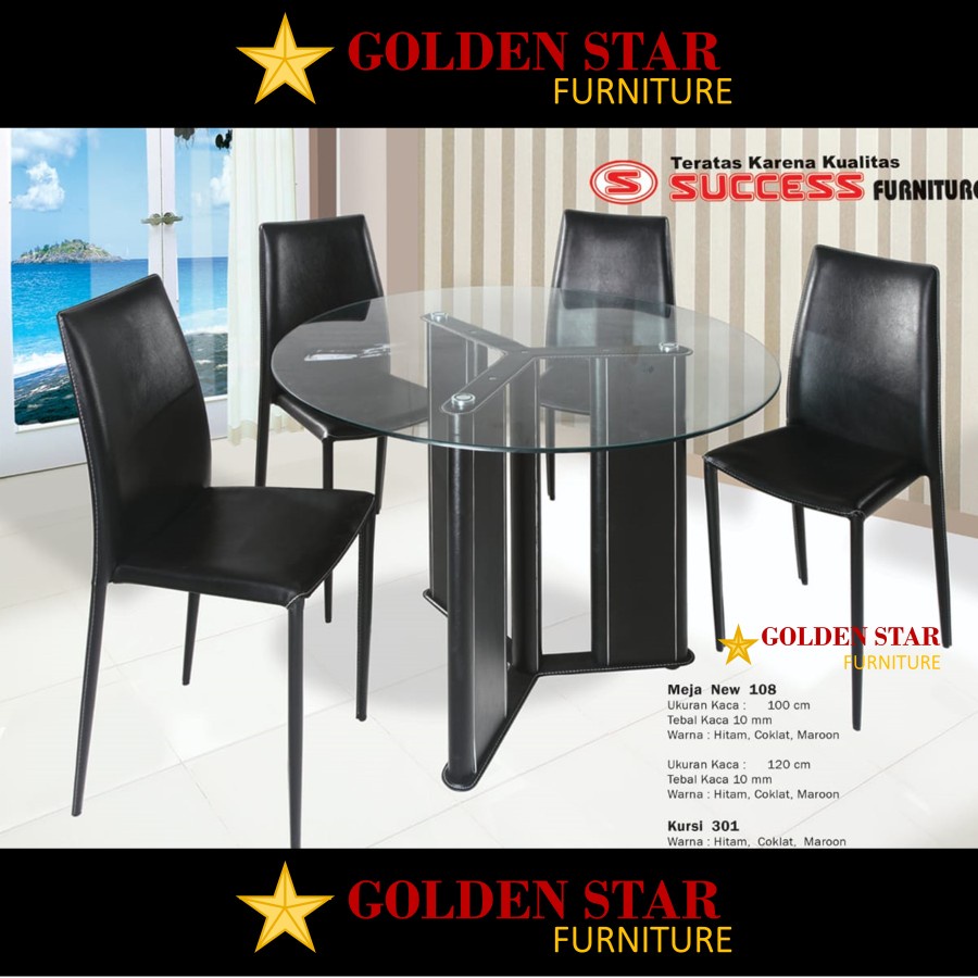 Jual Meja Makan Bulat Kaca Minimalis Kursi Dining Set Table Shopee Indonesia